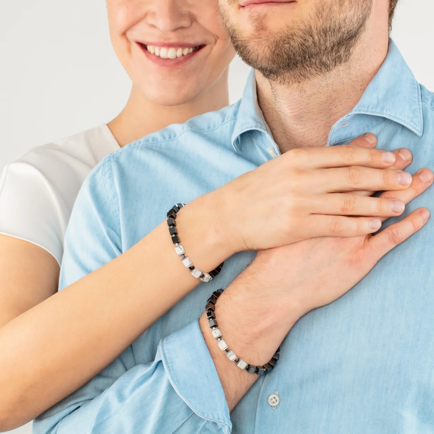 unisexarmband_precious_cu_1.webp COEUR DE LION Unisex-Armband Precious Cubes Weiß- Echter Stein